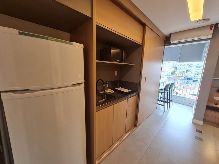 Apto completo e com bela vista